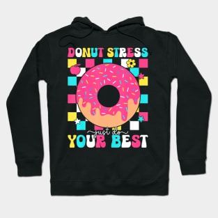 Donut Stress Best Retro Test Day Teacher Kids Hoodie